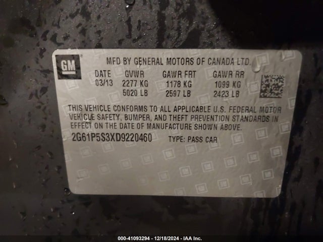 2013 CADILLAC XTS 2G61P5S3XD9220460 Photo 8