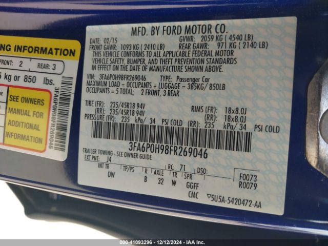 3FA6P0H98FR269046 Ford FUSION SE