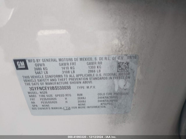 2011 CADILLAC SRX 3GYFNCEY8BS530038 Photo 8