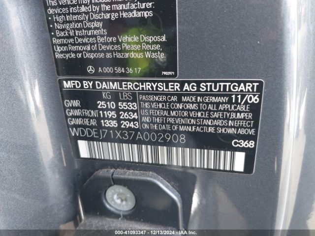 2007 MERCEDES-BENZ CL 550 WDDEJ71X37A002908 Photo 8