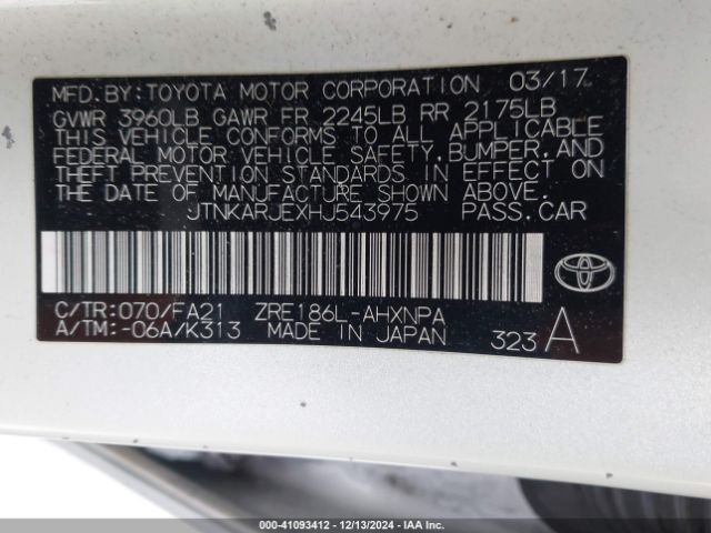 JTNKARJEXHJ543975 Toyota COROLLA IM