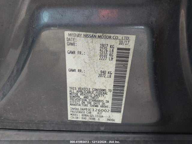 Nissan Altima 2.5 S 2018 1N4AL3AP9JC126002 Image 9