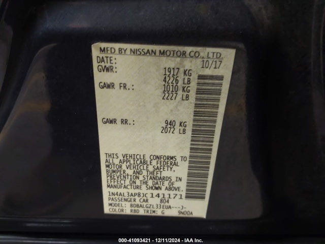 1N4AL3AP8JC141171 Nissan Altima 2.5 S