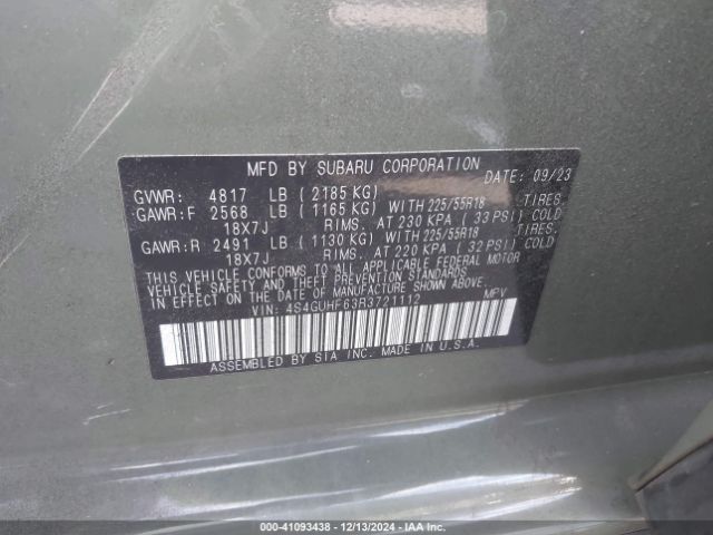 4S4GUHF63R3721112 Subaru Crosstrek Sport