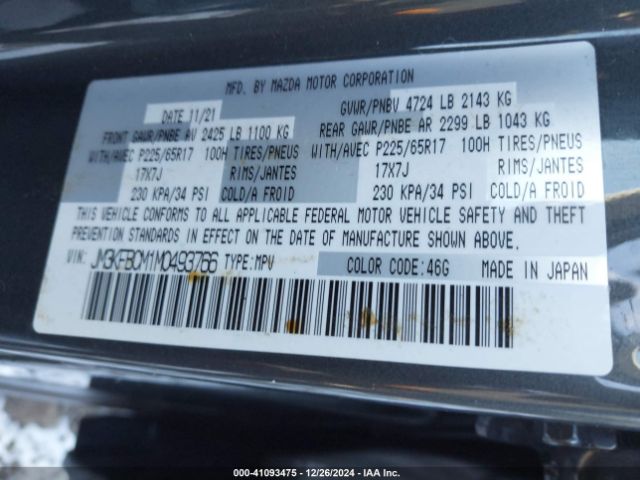 JM3KFBCM1M0493766 Mazda Cx-5 Touring