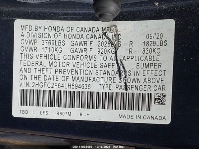 2HGFC2F64LH594635 Honda Civic Lx