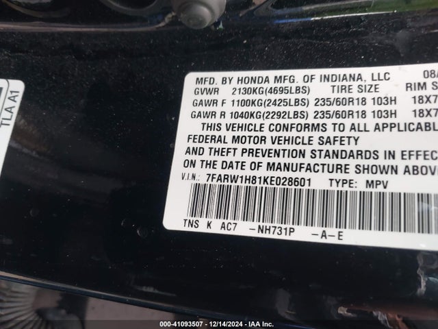 Honda Cr-v Ex-l 2019 7FARW1H81KE028601 Image 9