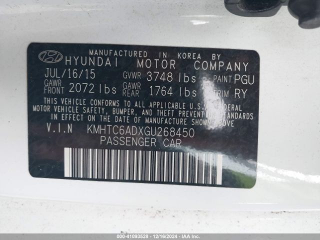 KMHTC6ADXGU268450 Hyundai Veloster