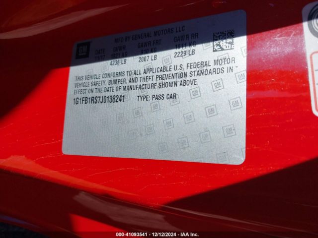 1G1FB1RS7J0138241 Chevrolet Camaro 1lt
