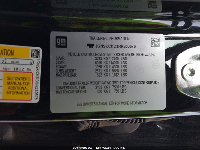 Chevrolet Suburban 4wd Lt 2024 1GNSKCKD3RR210676 Image 9