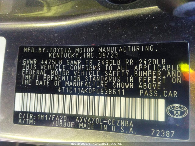4T1C11AK0PU838611 Toyota CAMRY LE