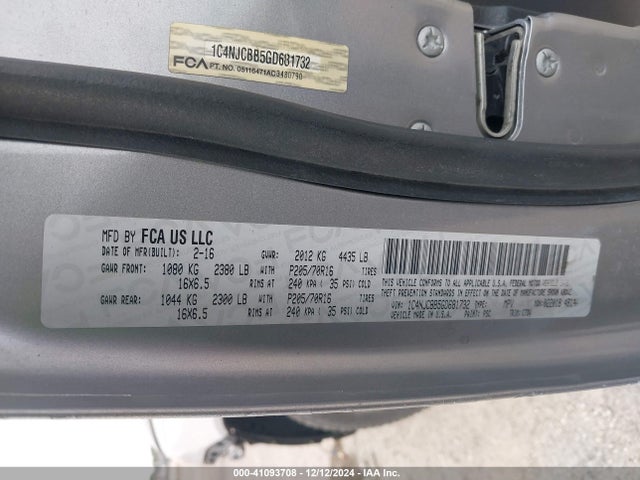 1C4NJCBB5GD681732 Jeep Compass Sport