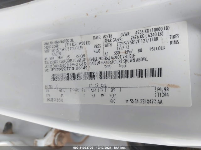 Ford F-250 Xl 2018 1FT7W2BT7JEB81487 Image 9
