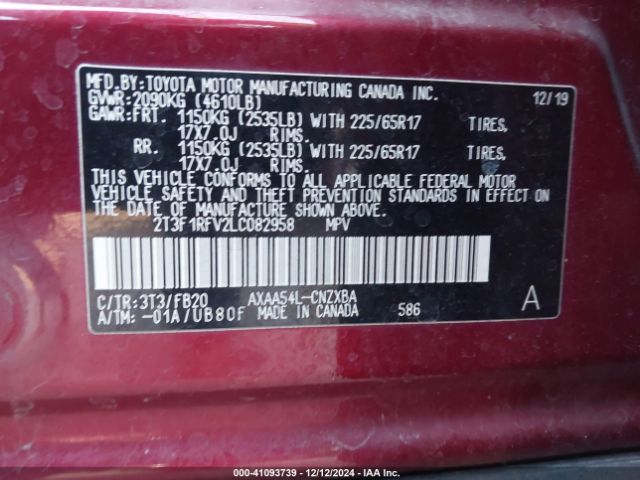 2T3F1RFV2LC082958 Toyota RAV4 LE