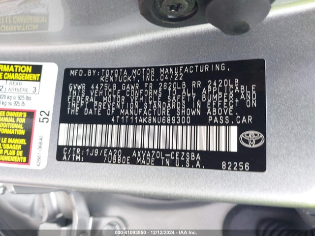 Toyota CAMRY SE 2022 4T1T11AK8NU689300 Image 9