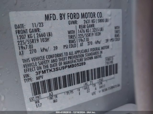 3FMTK3SU9PMB05289 Ford Mustang Mach-e Premium