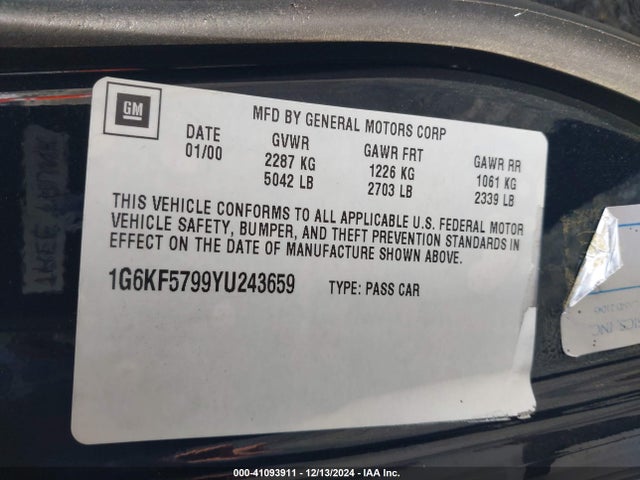 2000 CADILLAC DEVILLE 1G6KF5799YU243659 Photo 8