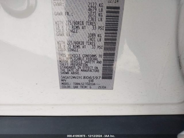 Nissan Rogue Sl 2015 5N1AT2MV2FC806597 Image 9