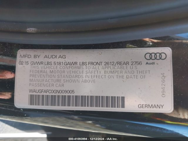 WAUGFAFC0GN009005 Audi A6 2.0t Premium Plus