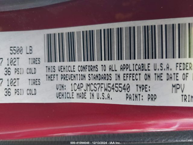 1C4PJMCS7FW545540 Jeep Cherokee Latitude