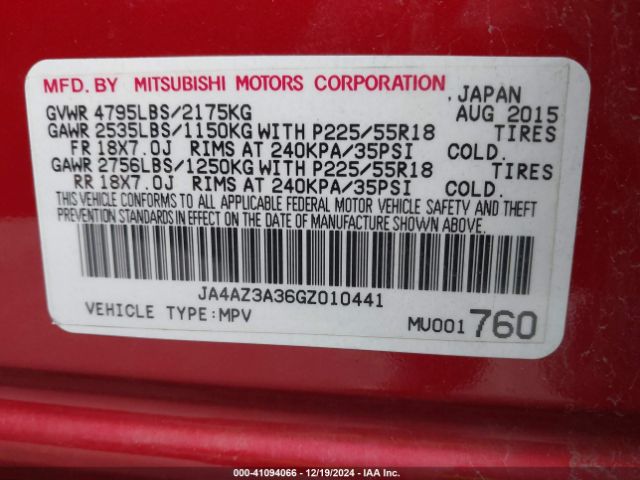 2016 MITSUBISHI OUTLANDER JA4AZ3A36GZ010441 Photo 8