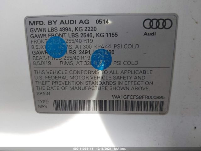 WA1GFCFS8FR000995 Audi Q3 2.0t Premium Plus