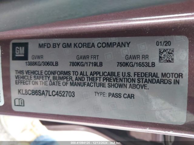 KL8CB6SA7LC452703 Chevrolet Spark Fwd Ls Automatic