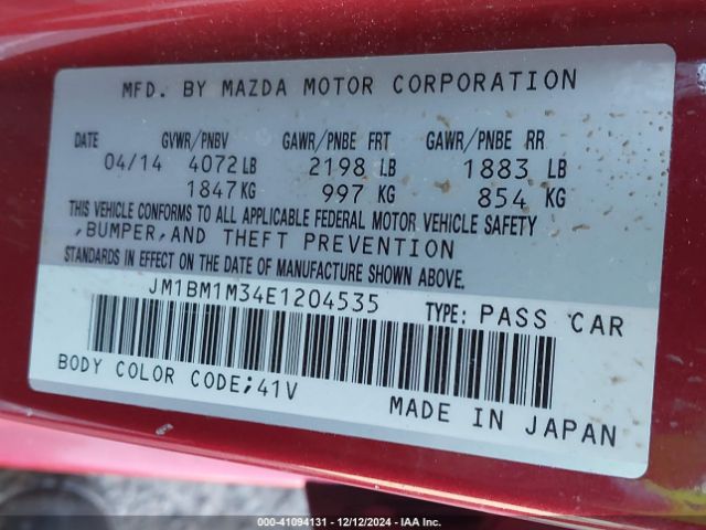 JM1BM1M34E1204535 Mazda Mazda3 S Grand Touring