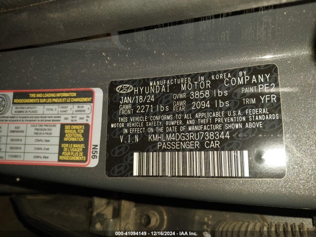 Hyundai ELANTRA SEL 2024 KMHLM4DG3RU738344 Image 9