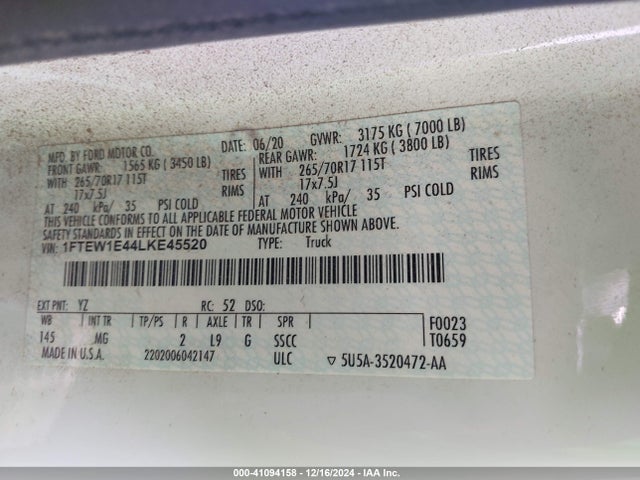 Ford F-150 Xlt 2020 1FTEW1E44LKE45520 Image 9