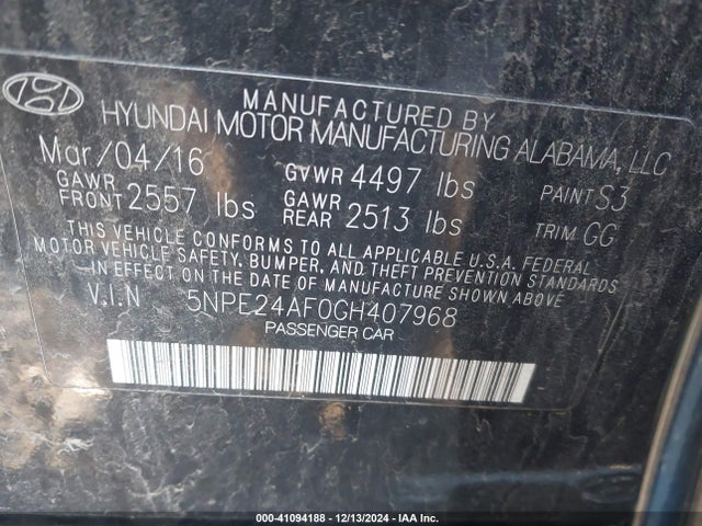 Hyundai SONATA SE 2016 5NPE24AF0GH407968 Image 9