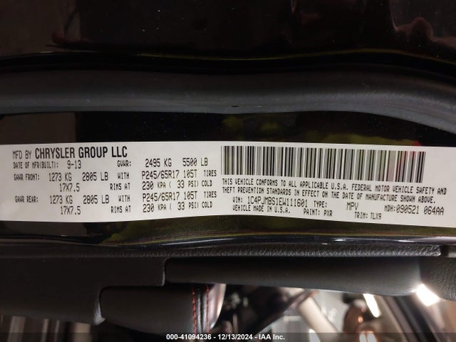1C4PJMBS1EW111601 Jeep Cherokee Trailhawk