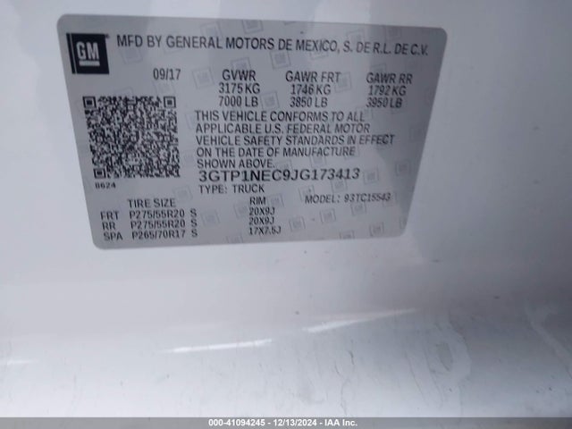 3GTP1NEC9JG173413 GMC Sierra 1500 Slt