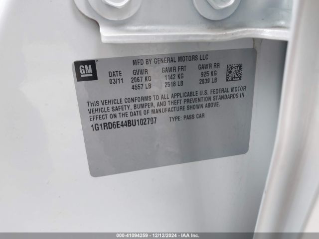 2011 CHEVROLET VOLT 1G1RD6E44BU102707 Photo 8