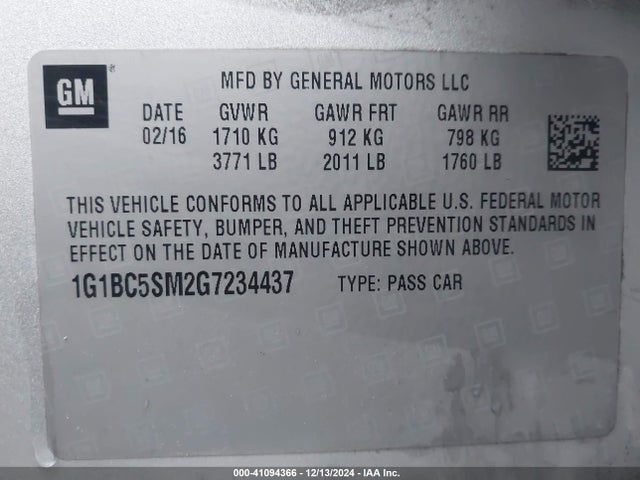 Chevrolet Cruze Ls Auto 2016 1G1BC5SM2G7234437 Image 9