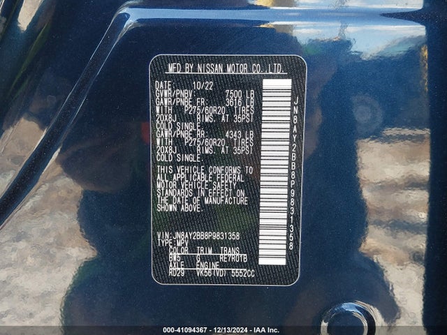 Nissan Armada Sl 4wd 2023 JN8AY2BB8P9831358 Image 9
