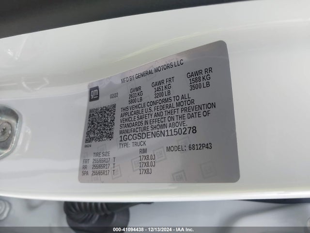 1GCGSDEN6N1150278 Chevrolet Colorado 2wd  Short Box Z71