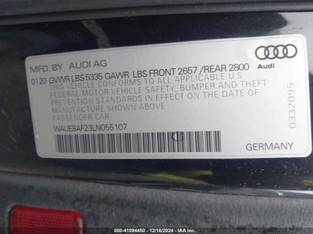 WAUE8AF23LN055107 Audi A6 Sedan Premium Plus 45 Tfsi Quattro S Tronic
