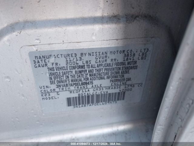 3N1AB7AP0EL609475 Nissan SENTRA SL