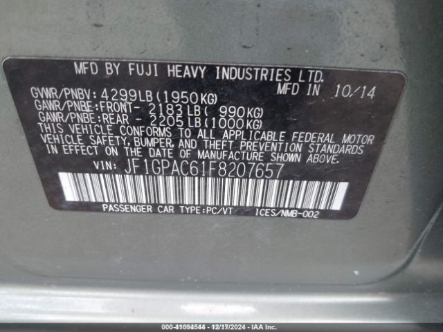 JF1GPAC61F8207657 Subaru Impreza 2.0i Premium