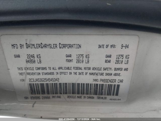 2005 CHRYSLER 300 2C3JA53G25H545342 Photo 8