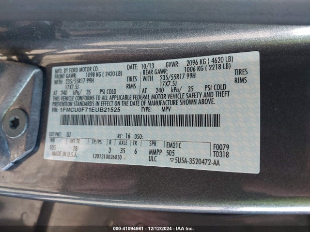 Ford ESCAPE S 2014 1FMCU0F71EUB21525 Image 9