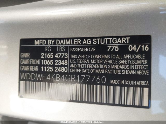 WDDWF4KB4GR177760 Mercedes-Benz C 300 4matic/luxury 4matic/sport 4matic