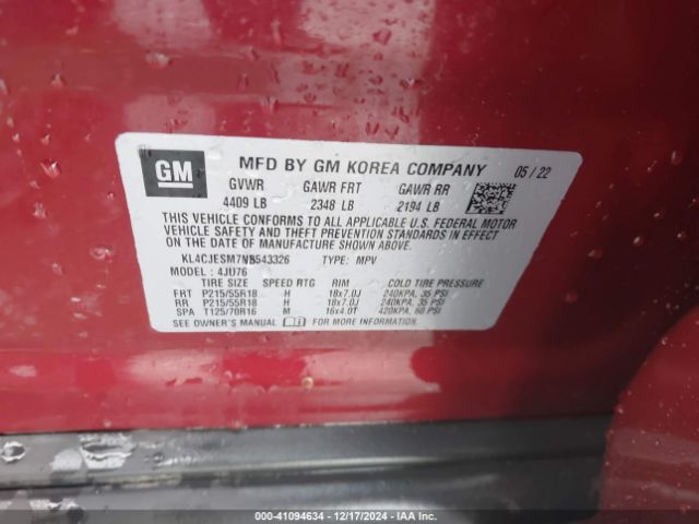 KL4CJESM7NB543326 Buick Encore Awd Preferred