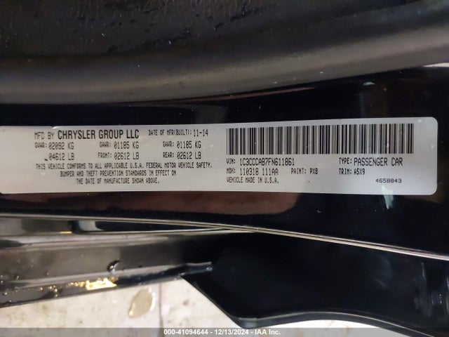 1C3CCCAB7FN611861 Chrysler 200 Limited