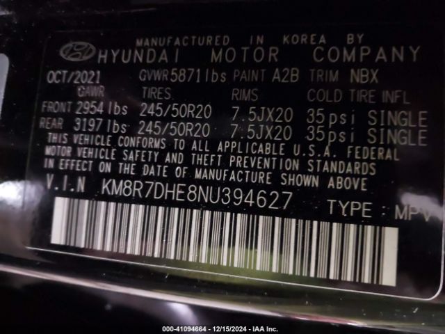 KM8R7DHE8NU394627 Hyundai Palisade Calligraphy