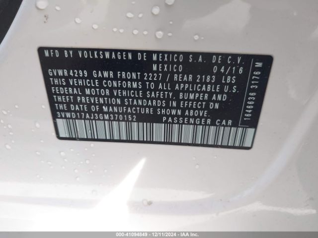 3VWD17AJ3GM370152 Volkswagen Jetta 1.8t Sport