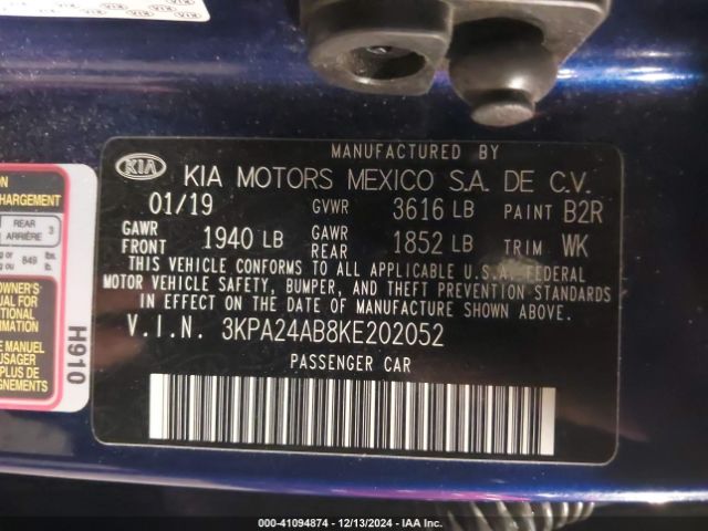 3KPA24AB8KE202052 KIA RIO S