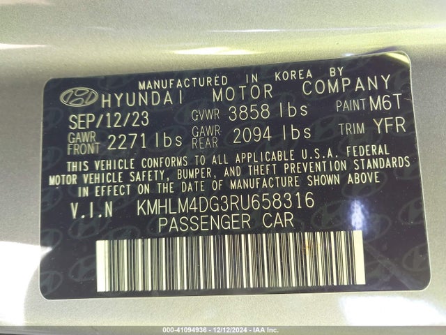 Hyundai ELANTRA SEL 2024 KMHLM4DG3RU658316 Image 9