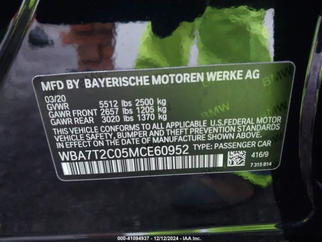 WBA7T2C05MCE60952 BMW 740I